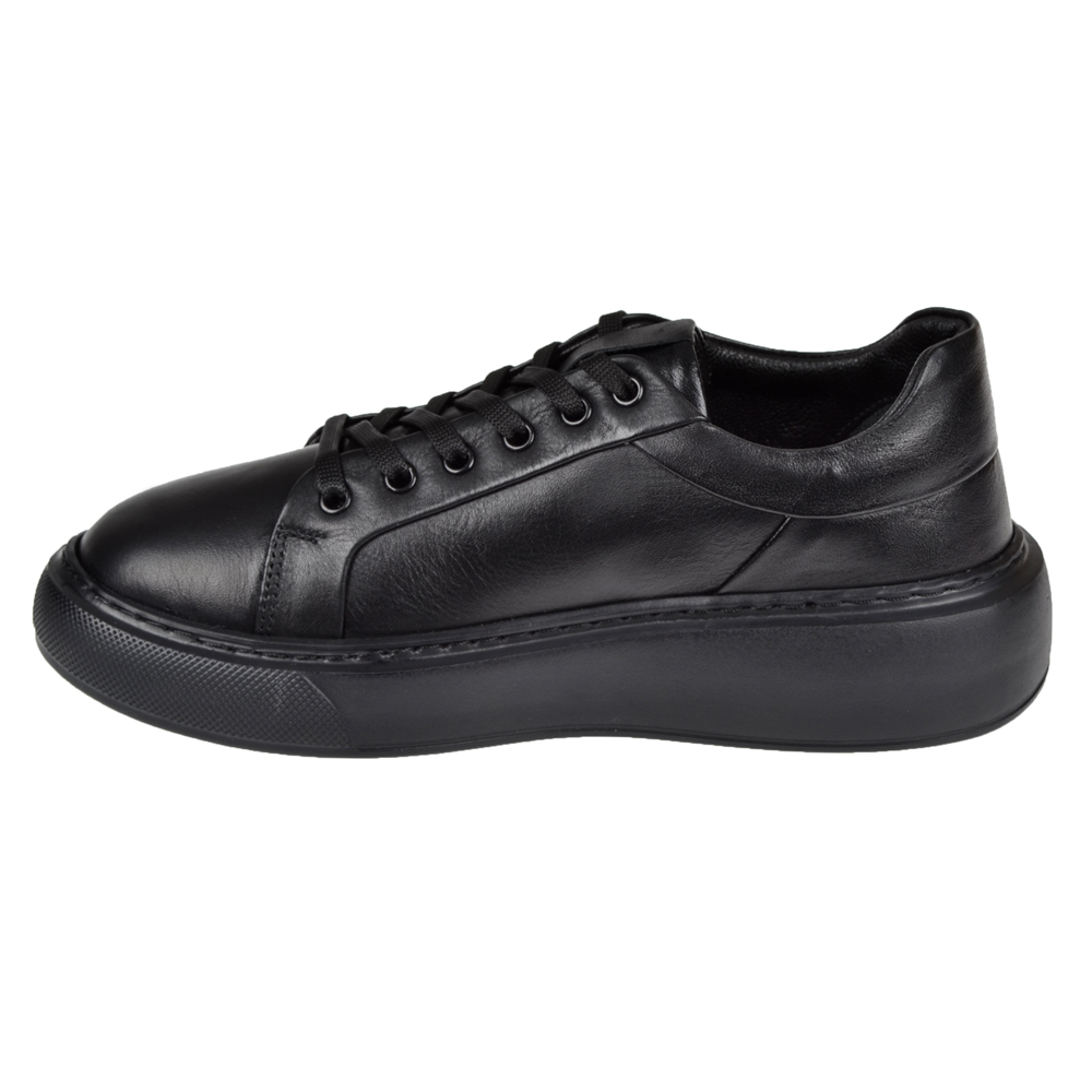 Pullman Hakiki Deri Kadın Spor Ayakkabı Sneaker AHU-3090   SİYAH