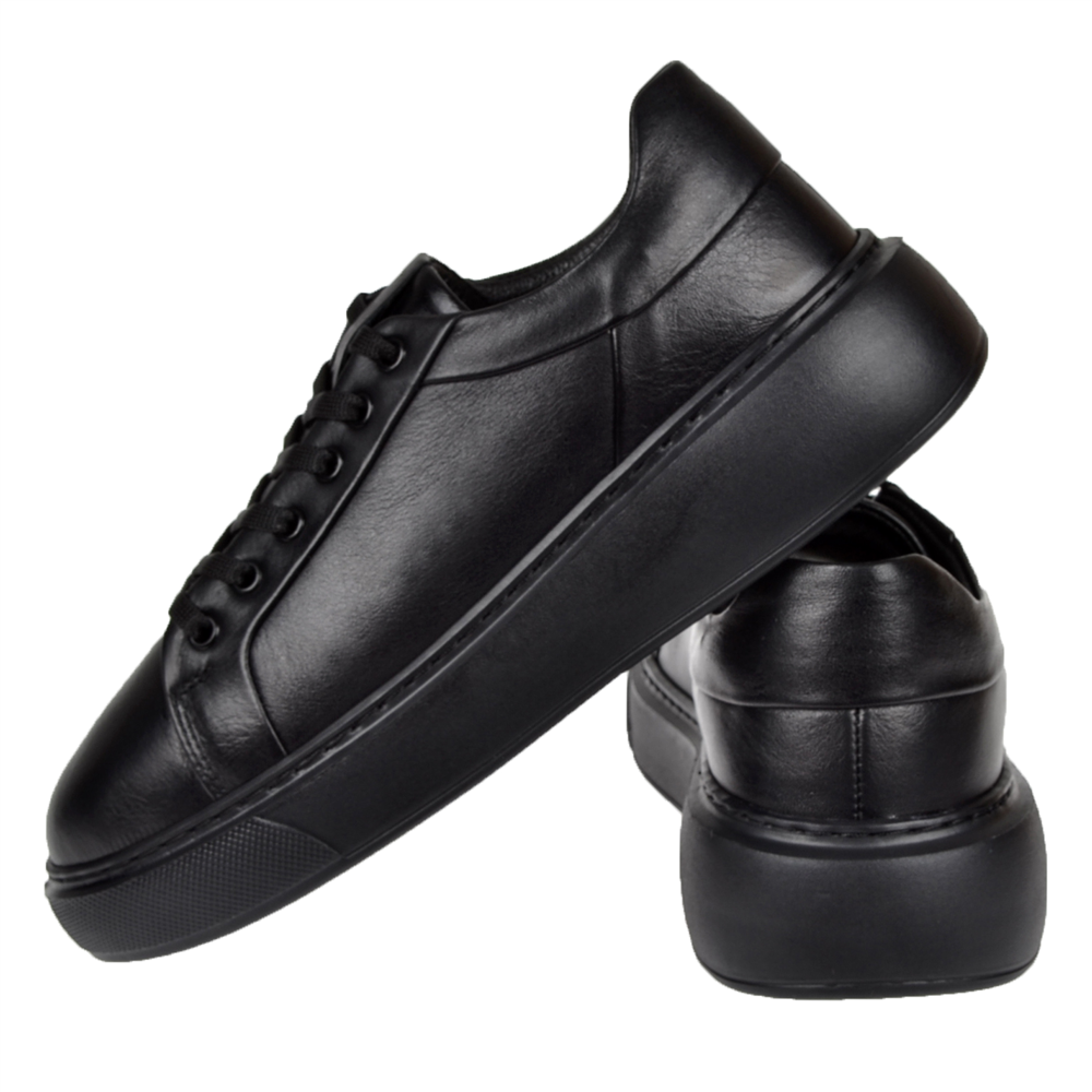 Pullman Hakiki Deri Kadın Spor Ayakkabı Sneaker AHU-3090   SİYAH