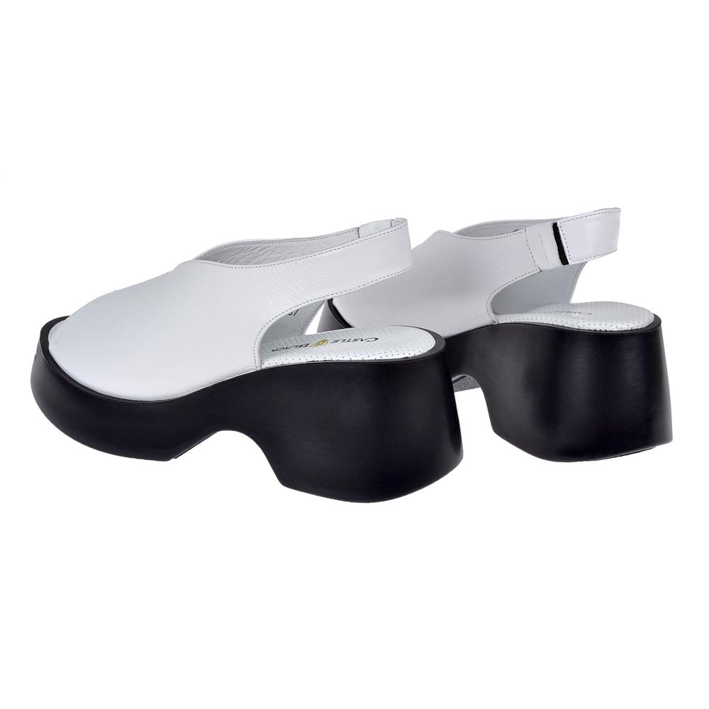 Pullman Hakiki Deri Kalın Taban Kadın Sandalet SK-42624   BEYAZ