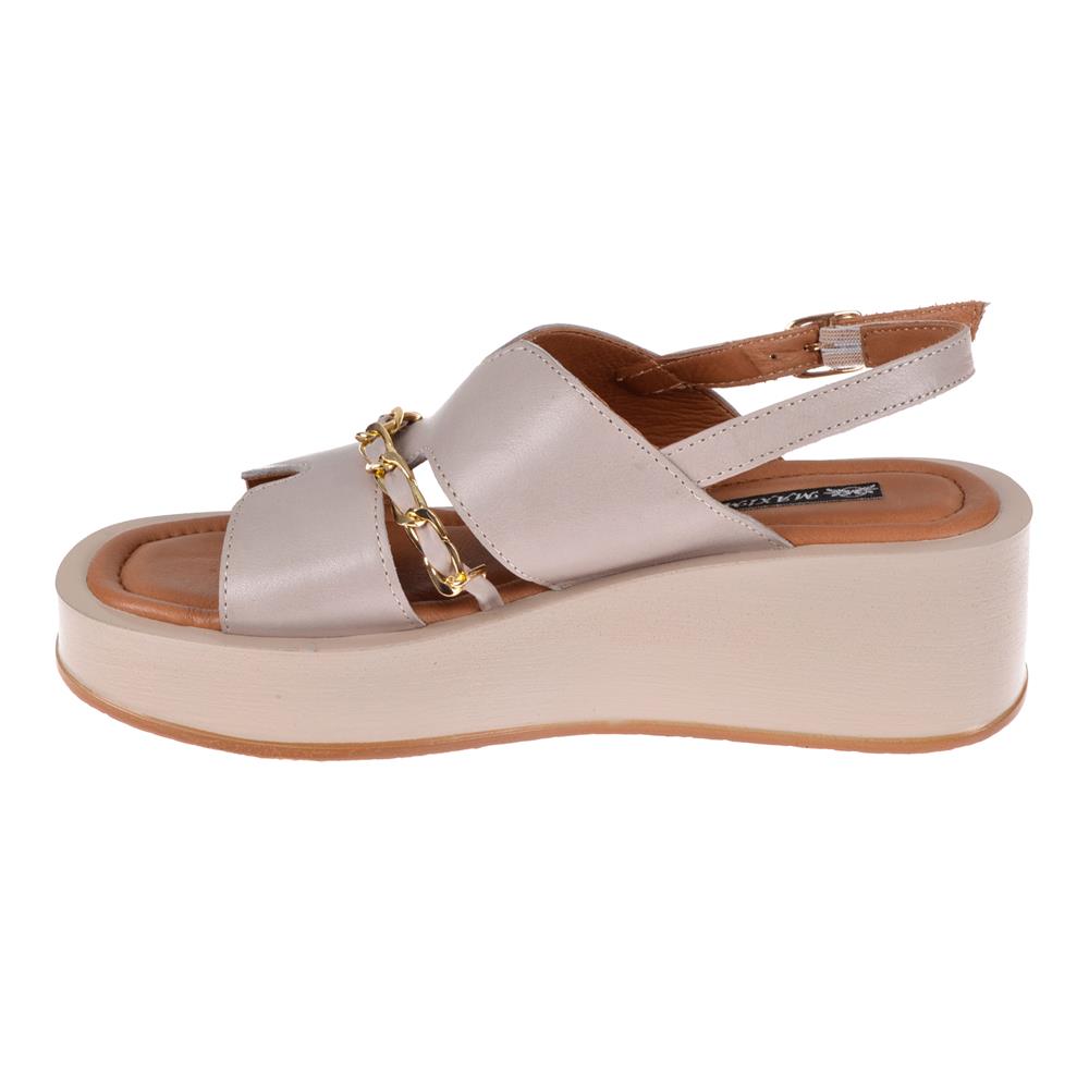 Pullman Hakiki Deri Kalın Taban Kadın Sandalet MX-2367   BEJ