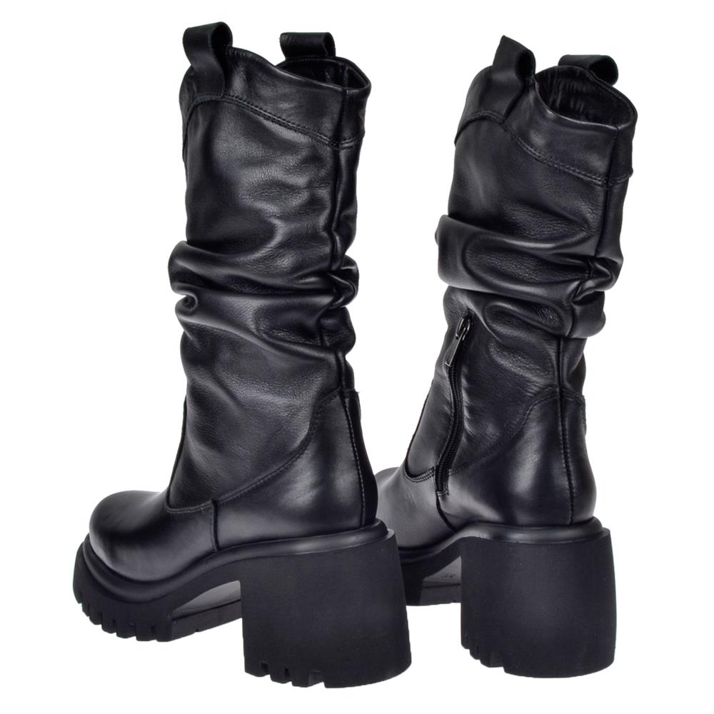 Pullman Hakiki Deri Kalın Taban Kadın Bot PLM-27714   SİYAH