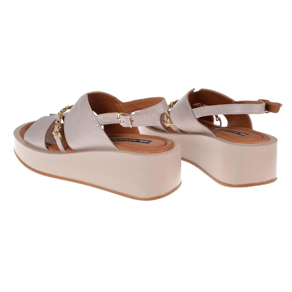 Pullman Hakiki Deri Kalın Taban Kadın Sandalet MX-2367   BEJ