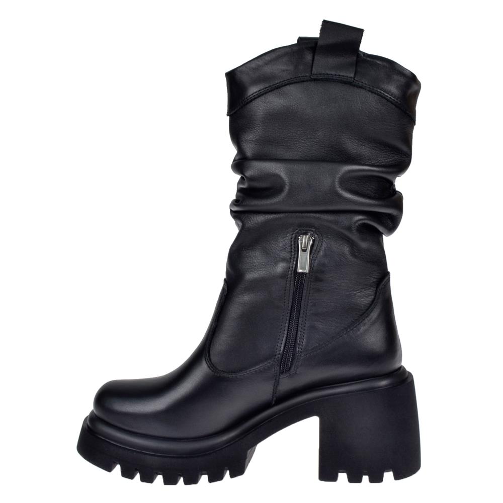 Pullman Hakiki Deri Kalın Taban Kadın Bot PLM-27714   SİYAH