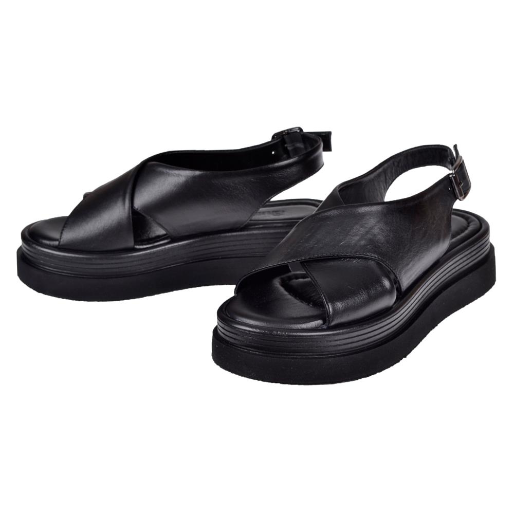 Pullman Hakiki Deri Kalın Taban Kadın Sandalet BEL-14748   SİYAH