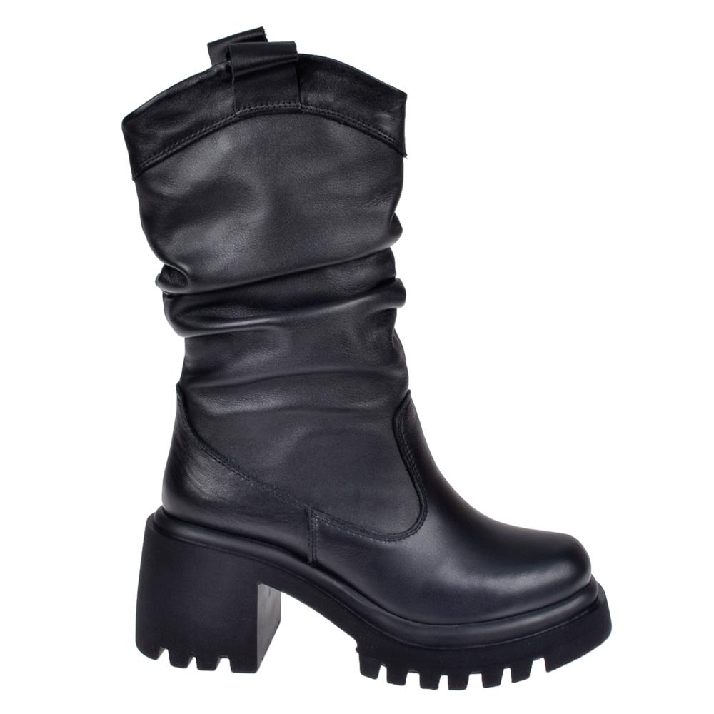 Pullman Hakiki Deri Kalın Taban Kadın Bot PLM-27714   SİYAH