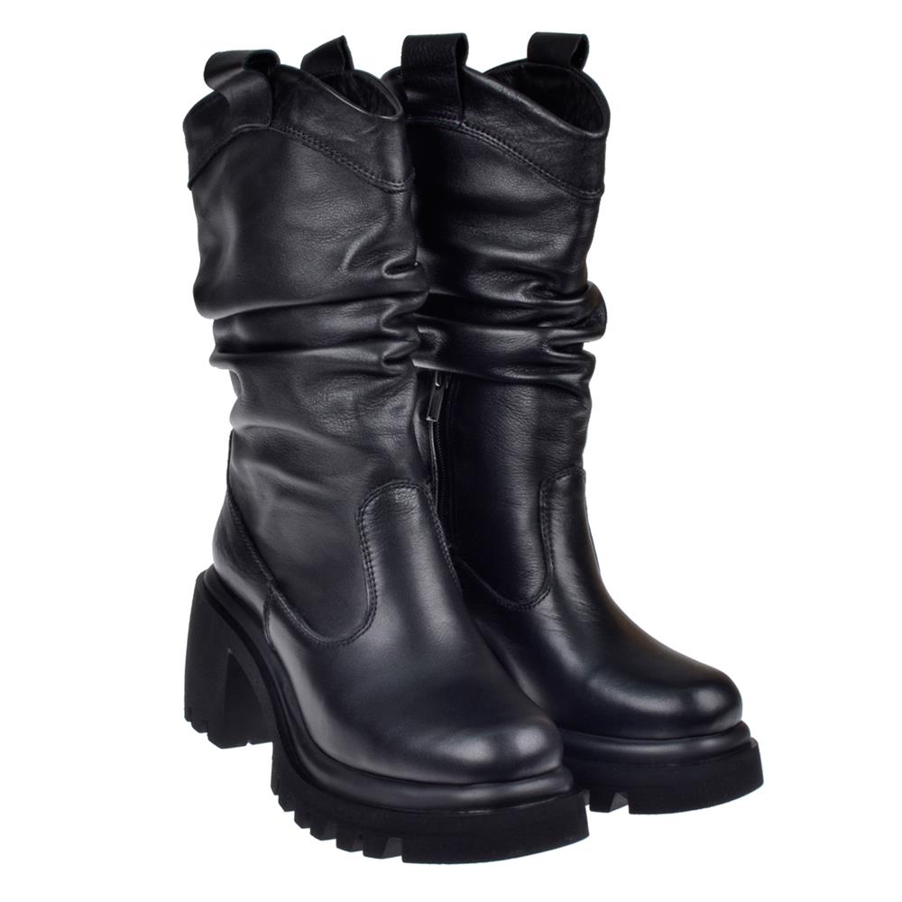 Pullman Hakiki Deri Kalın Taban Kadın Bot PLM-27714   SİYAH