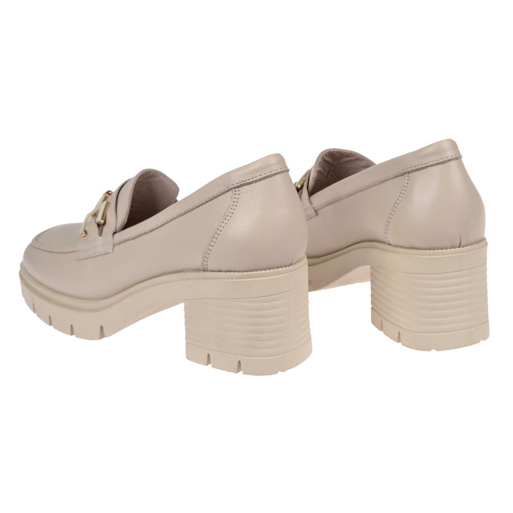 Pullman Hakiki Deri Kalın Topuklu Kadın Ayakkabı BL-2683   BEJ