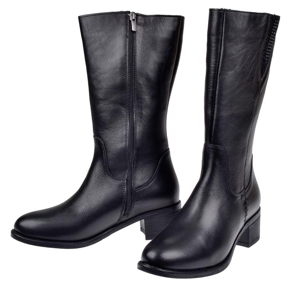 Pullman Hakiki Deri Kısa Kadın Çizme VOY-9289   SİYAH