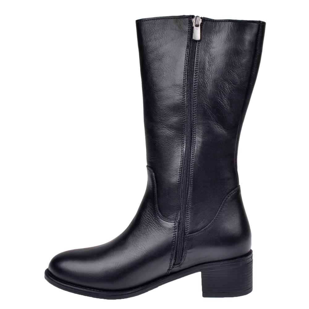 Pullman Hakiki Deri Kısa Kadın Çizme VOY-9289   SİYAH