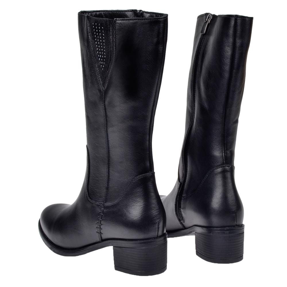 Pullman Hakiki Deri Kısa Kadın Çizme VOY-9289   SİYAH