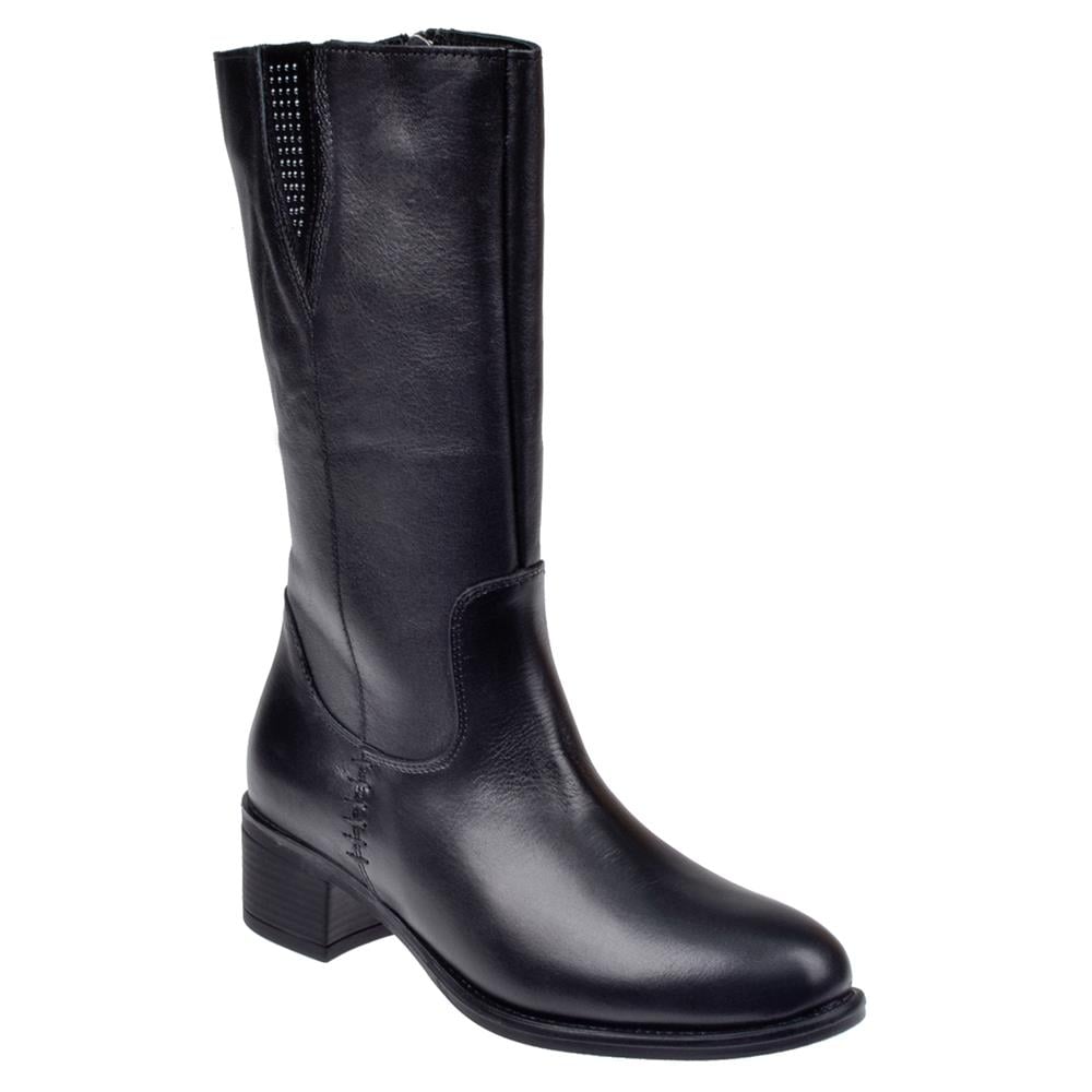 Pullman Hakiki Deri Kısa Kadın Çizme VOY-9289   SİYAH