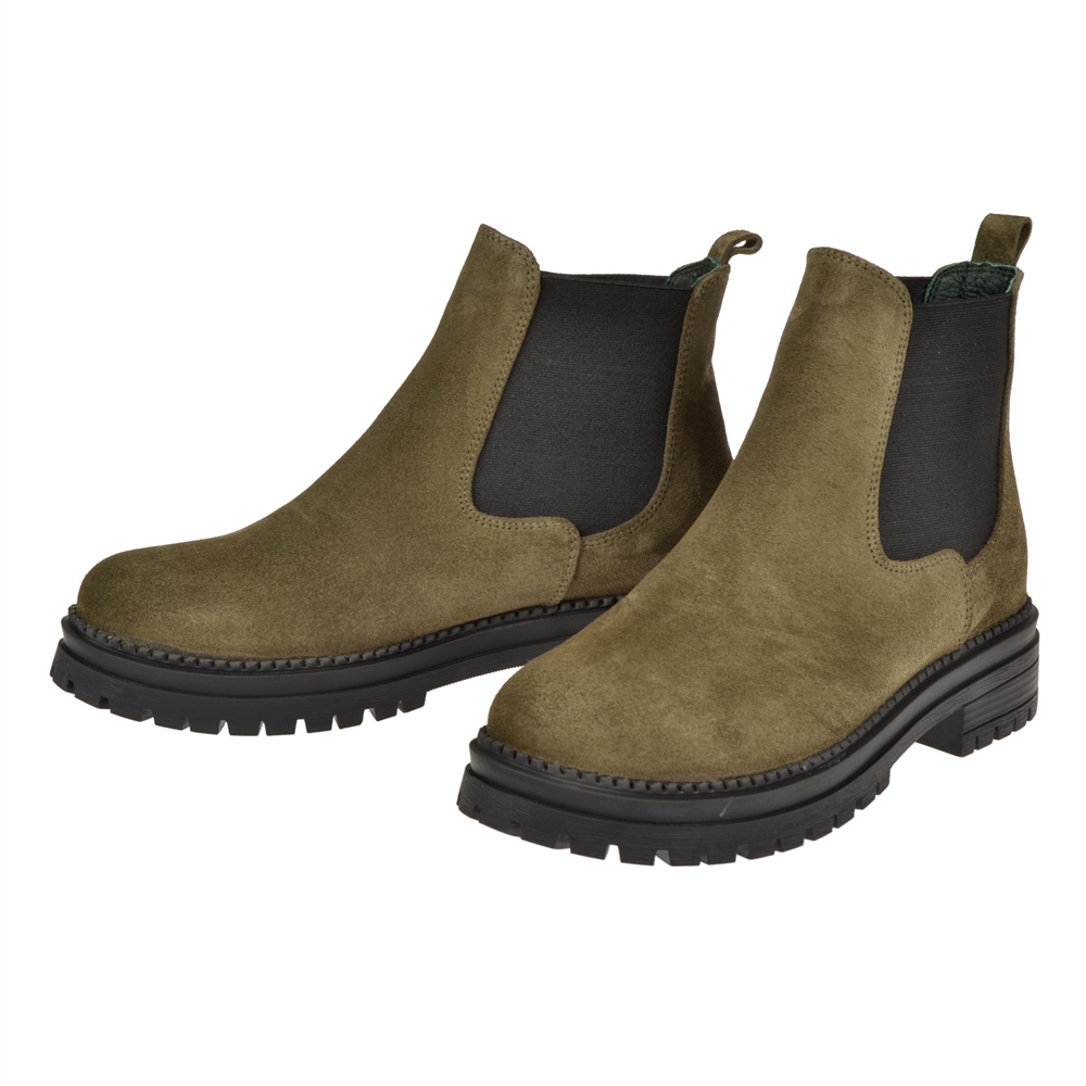 Pullman Hakiki Deri Lastikli Kadın Bot PLM-150   HAKİ SÜET