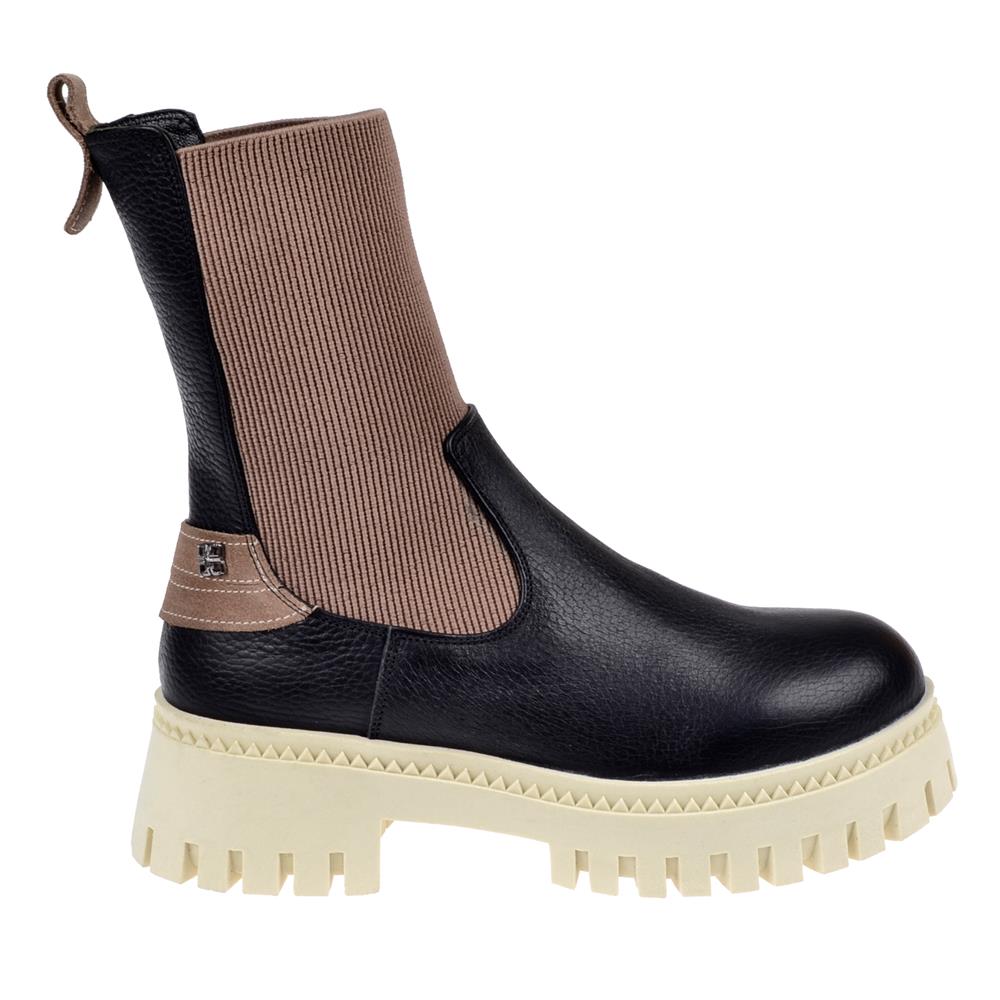 Pullman Hakiki Deri Lastikli Kadın Bot MX-ZMB-02   SİYAH