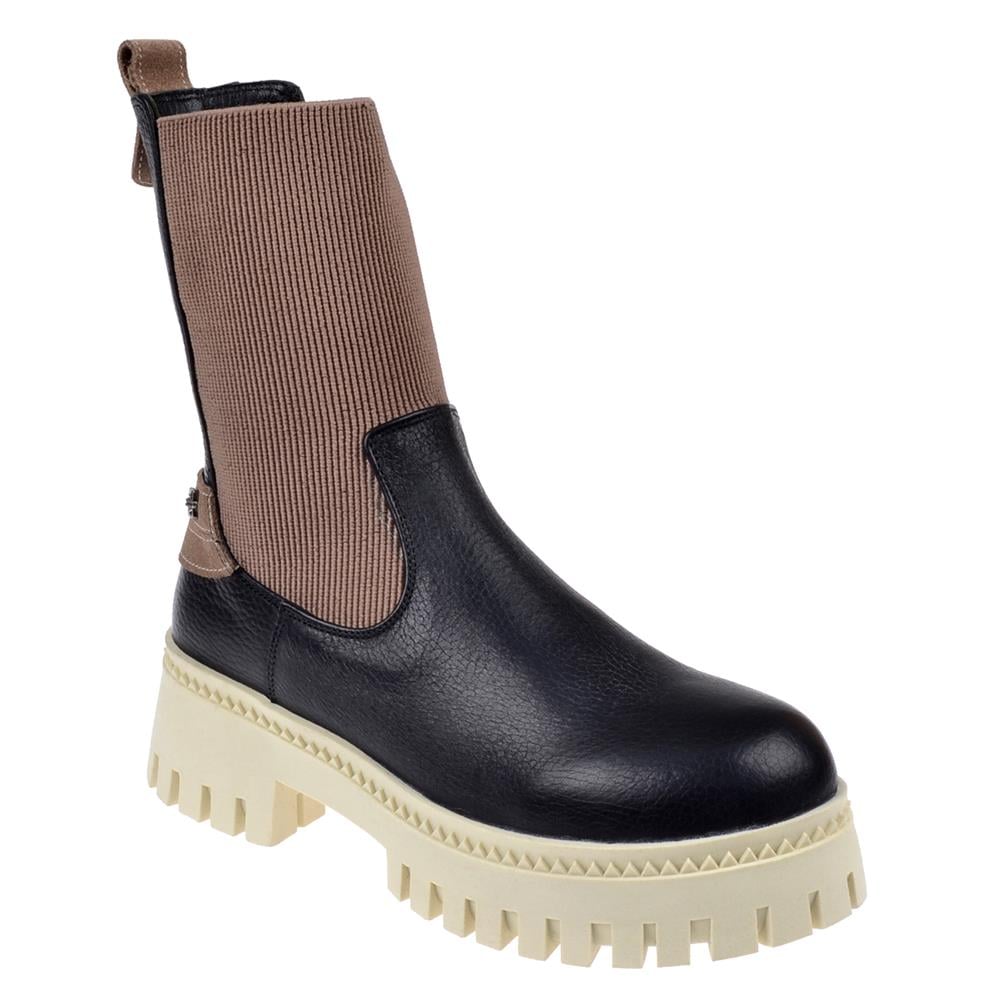 Pullman Hakiki Deri Lastikli Kadın Bot MX-ZMB-02   SİYAH