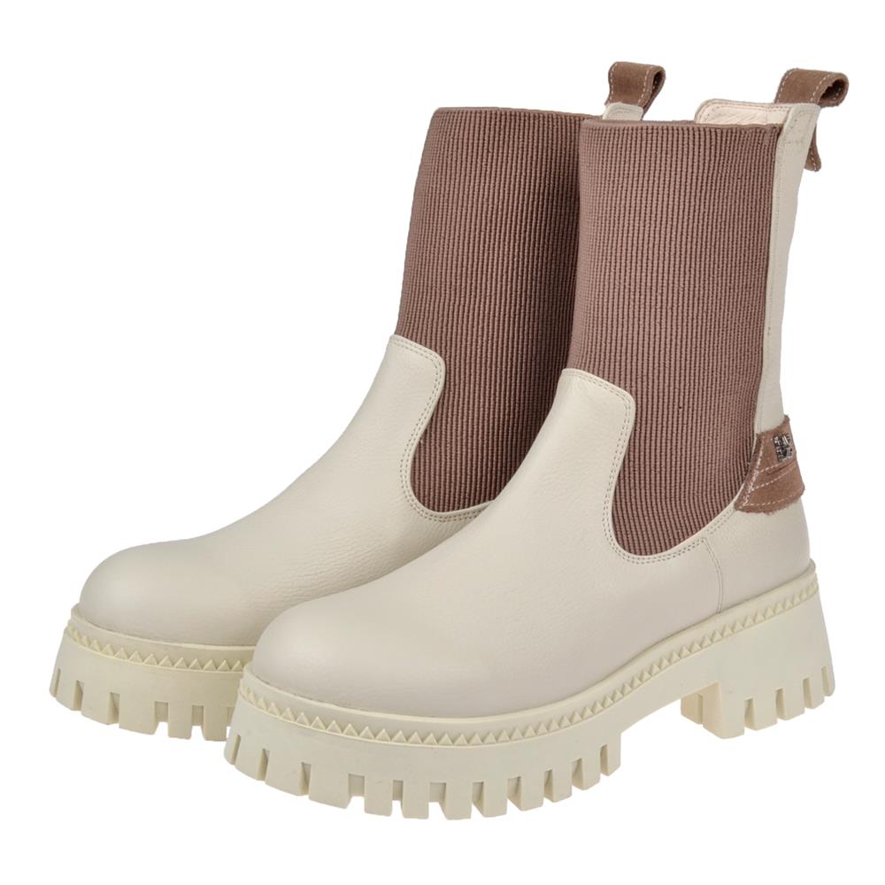 Pullman Hakiki Deri Lastikli Kadın Bot MX-ZMB-02   BEJ