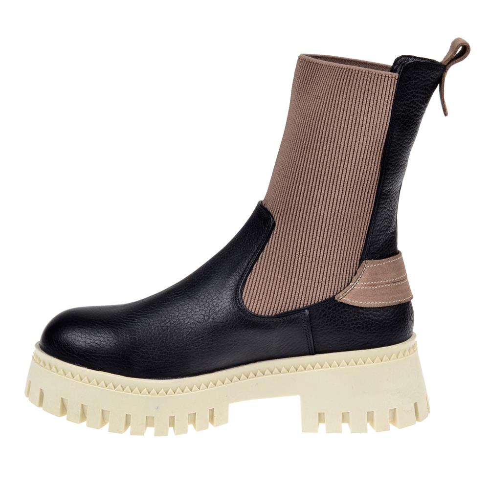 Pullman Hakiki Deri Lastikli Kadın Bot MX-ZMB-02   SİYAH