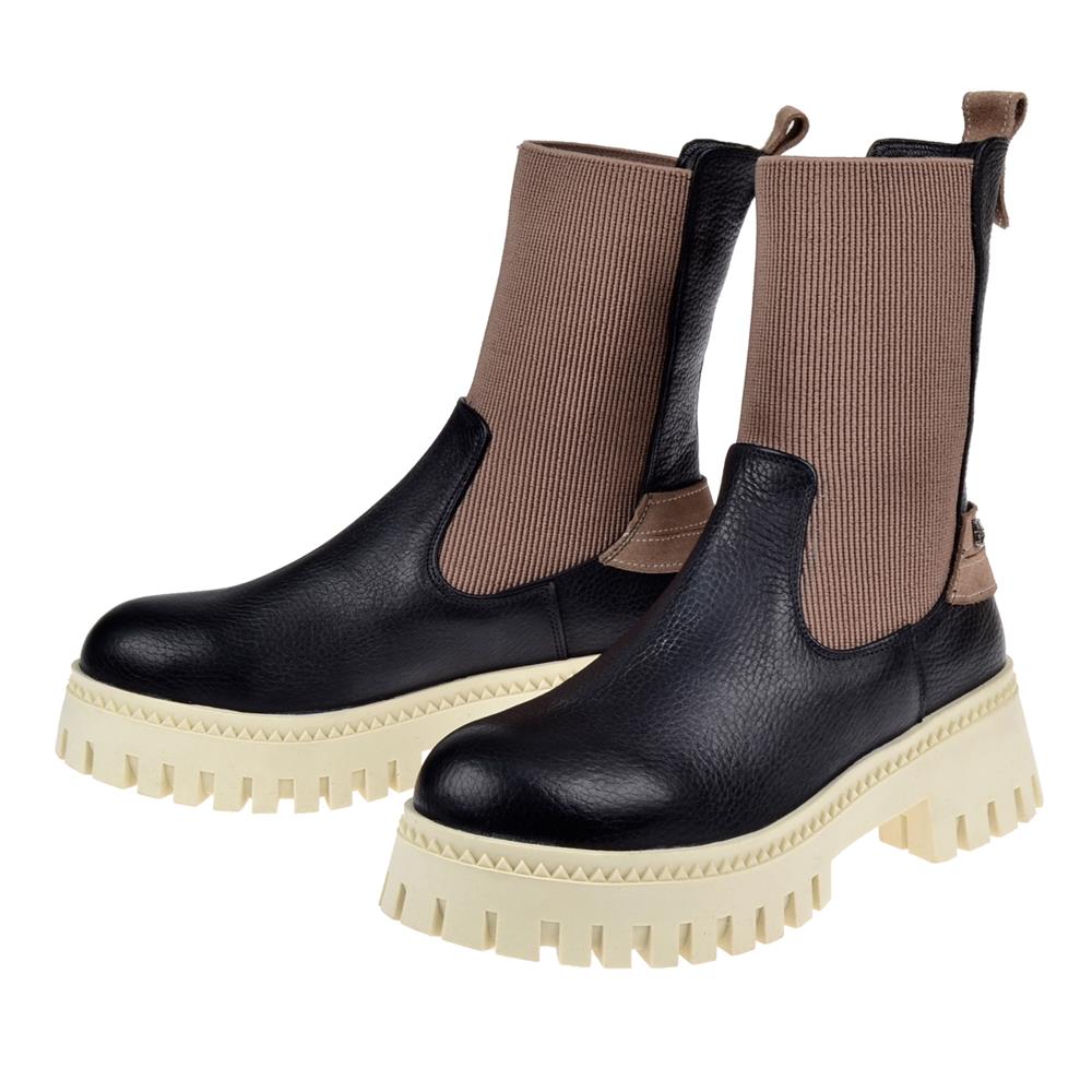 Pullman Hakiki Deri Lastikli Kadın Bot MX-ZMB-02   SİYAH