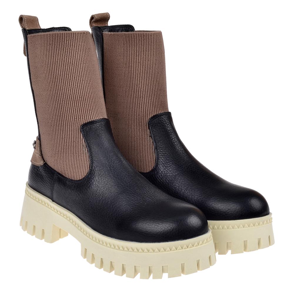 Pullman Hakiki Deri Lastikli Kadın Bot MX-ZMB-02   SİYAH