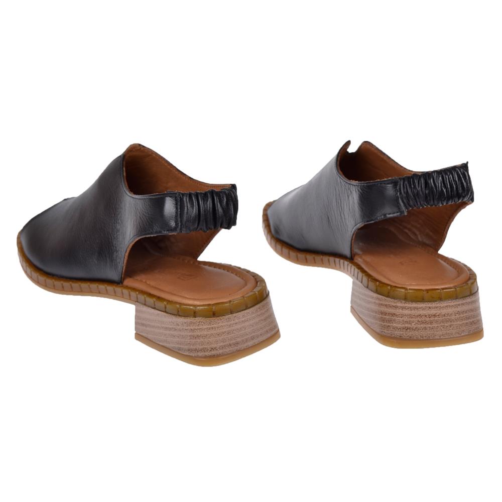 Pullman Hakiki Deri Lastikli Kadın Sandalet BEL-038   SİYAH