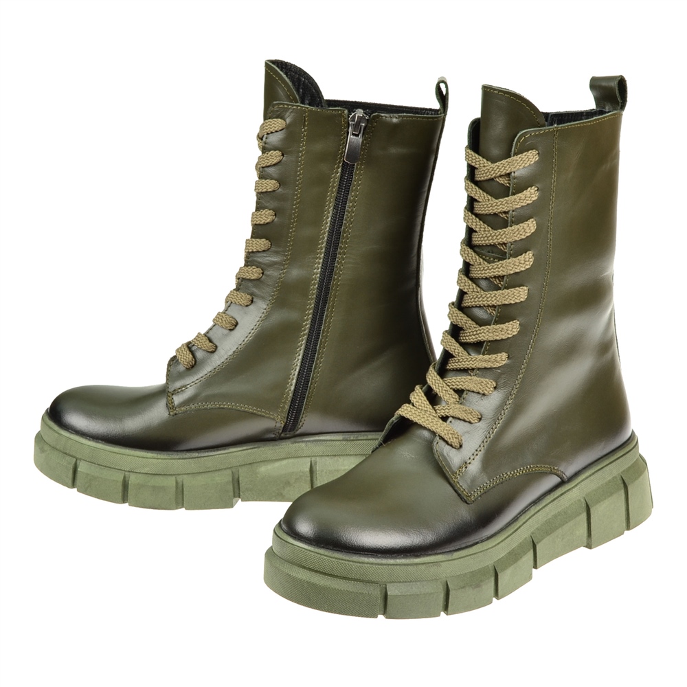 Pullman Hakiki Deri Postal Kadın Bot ND-22560   HAKİ