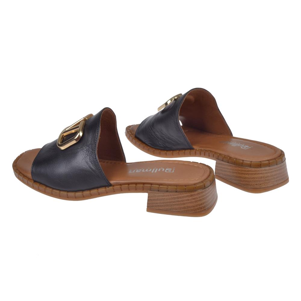 Pullman Hakiki Deri Tek Bant Kadın Terlik BEL-016   SİYAH