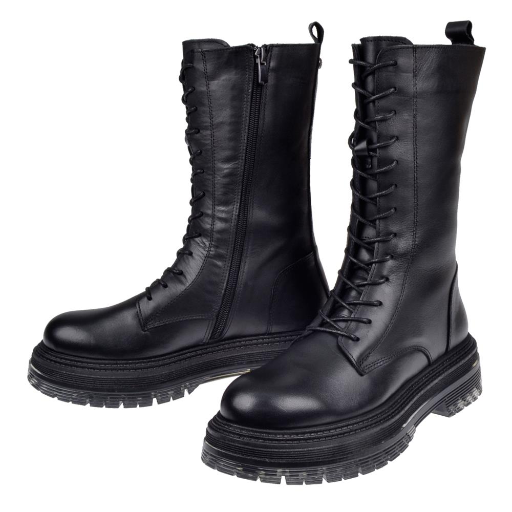 Pullman Hakiki Deri Uzun Kadın Bot ND-22681   SİYAH