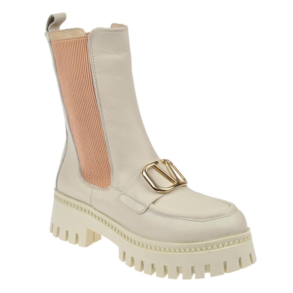 Pullman Hakiki Deri Yanı Lastikli Kadın Bot MX-ZUMBA01   BEJ