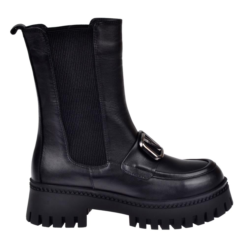 Pullman Hakiki Deri Yanı Lastikli Kadın Bot MX-ZUMBA01   SİYAH