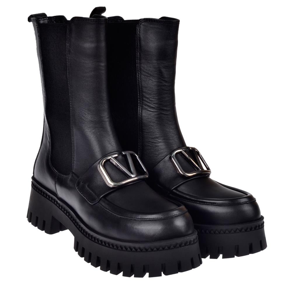 Pullman Hakiki Deri Yanı Lastikli Kadın Bot MX-ZUMBA01   SİYAH