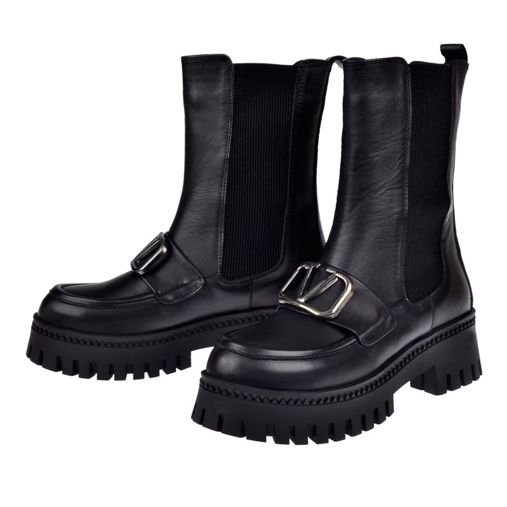 Pullman Hakiki Deri Yanı Lastikli Kadın Bot MX-ZUMBA01   SİYAH