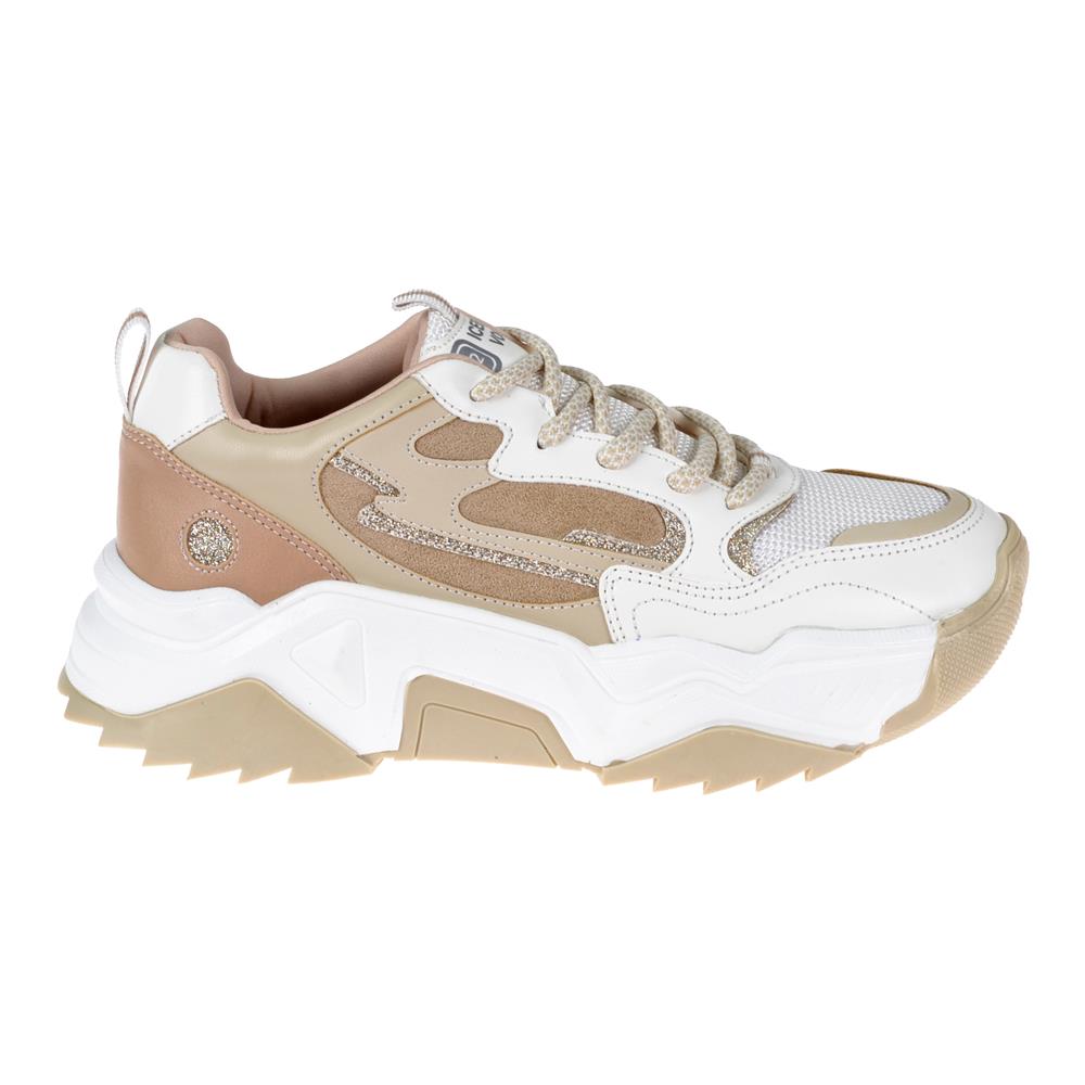 Pullman Kadın Spor Ayakkabı Sneaker SMS-65100   BEYAZ BEJ