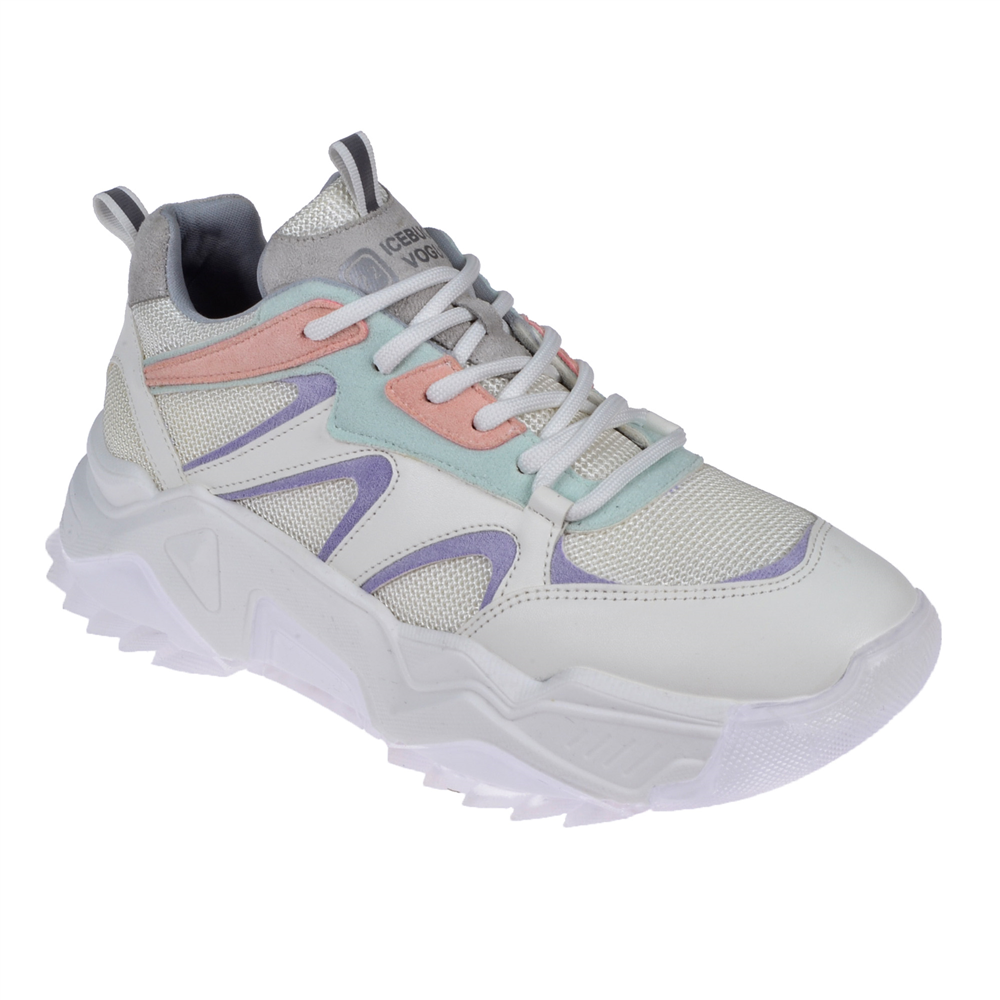 Pullman Kadın Spor Ayakkabı Sneaker SMS-65142 BEYAZ MULTİ
