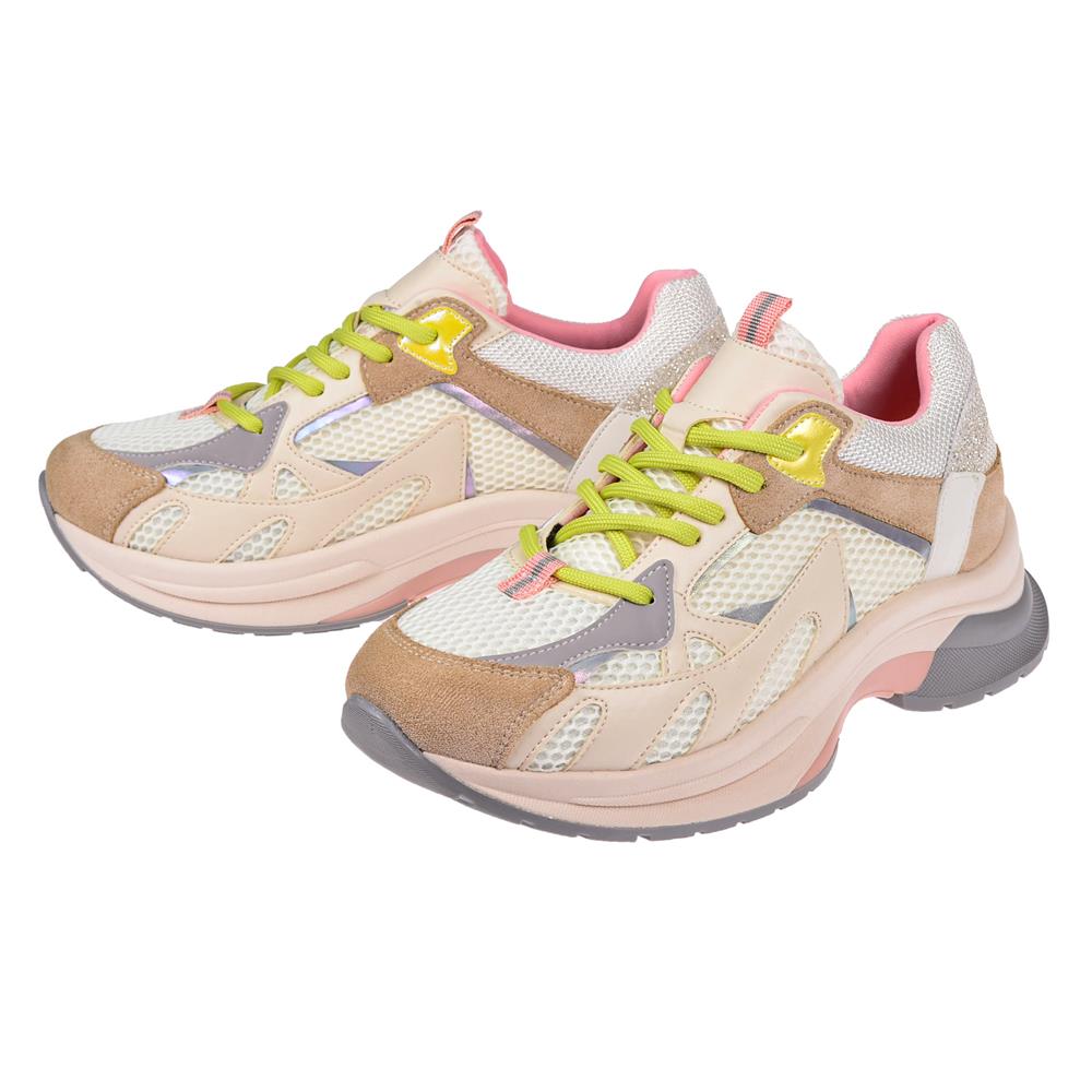 Pullman Kadın Spor Ayakkabı Sneaker SMS-30170   BEJ PEMBE