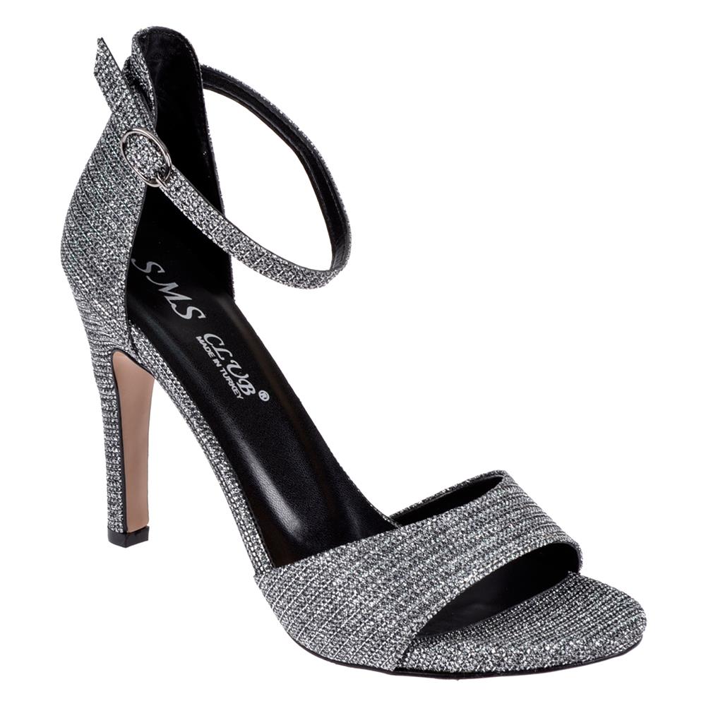 Pullman Kadın Topuklu Ayakkabı SMS-1822   PLATİN SİMLİ