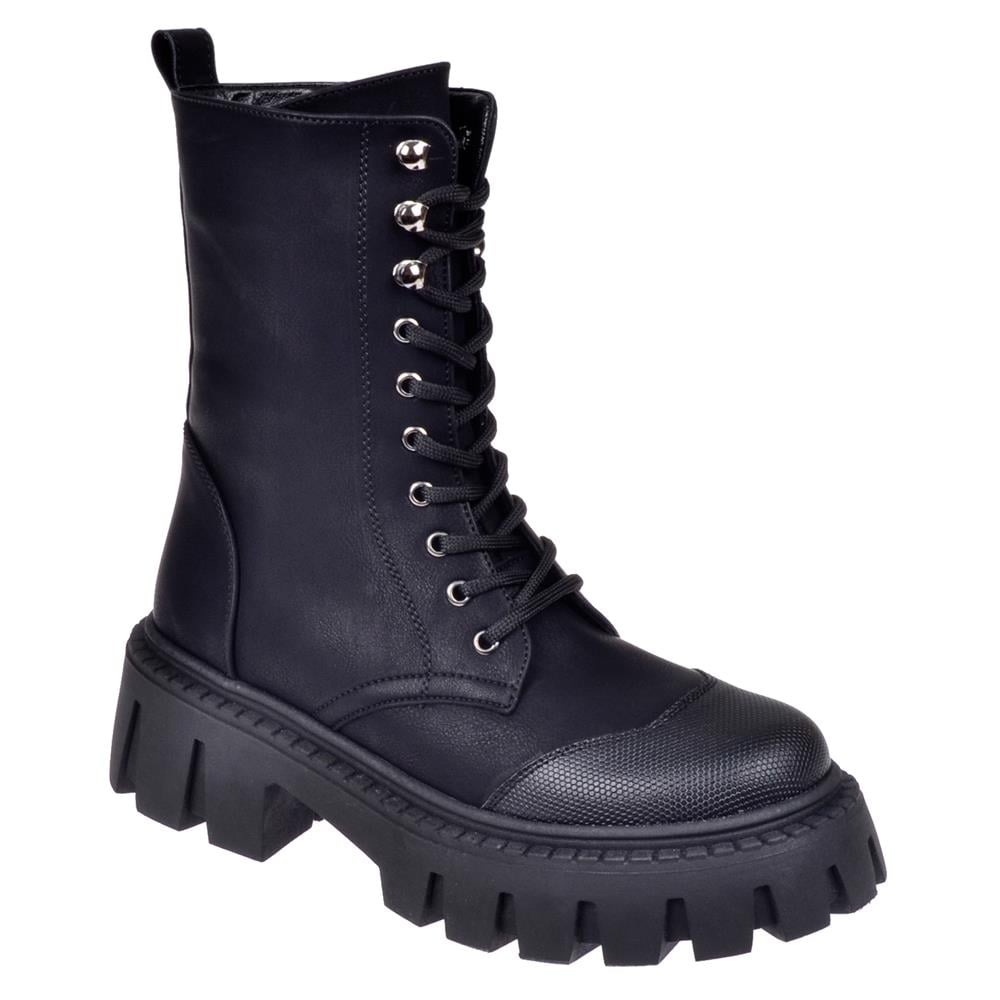 Pullman Kalın Tabanlı Postal Kadın Bot SMS-10108   SİYAH