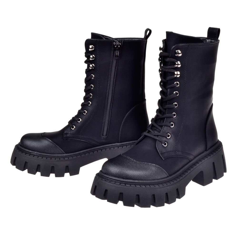 Pullman Kalın Tabanlı Postal Kadın Bot SMS-10108   SİYAH