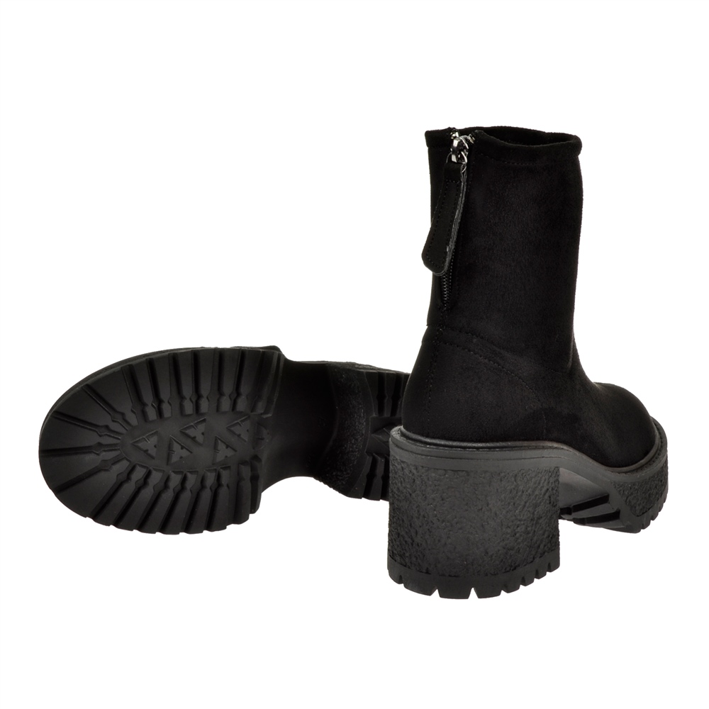 Pullman Likralı Kalın Taban Kadın Bot SMS-6452   SİYAH SÜET