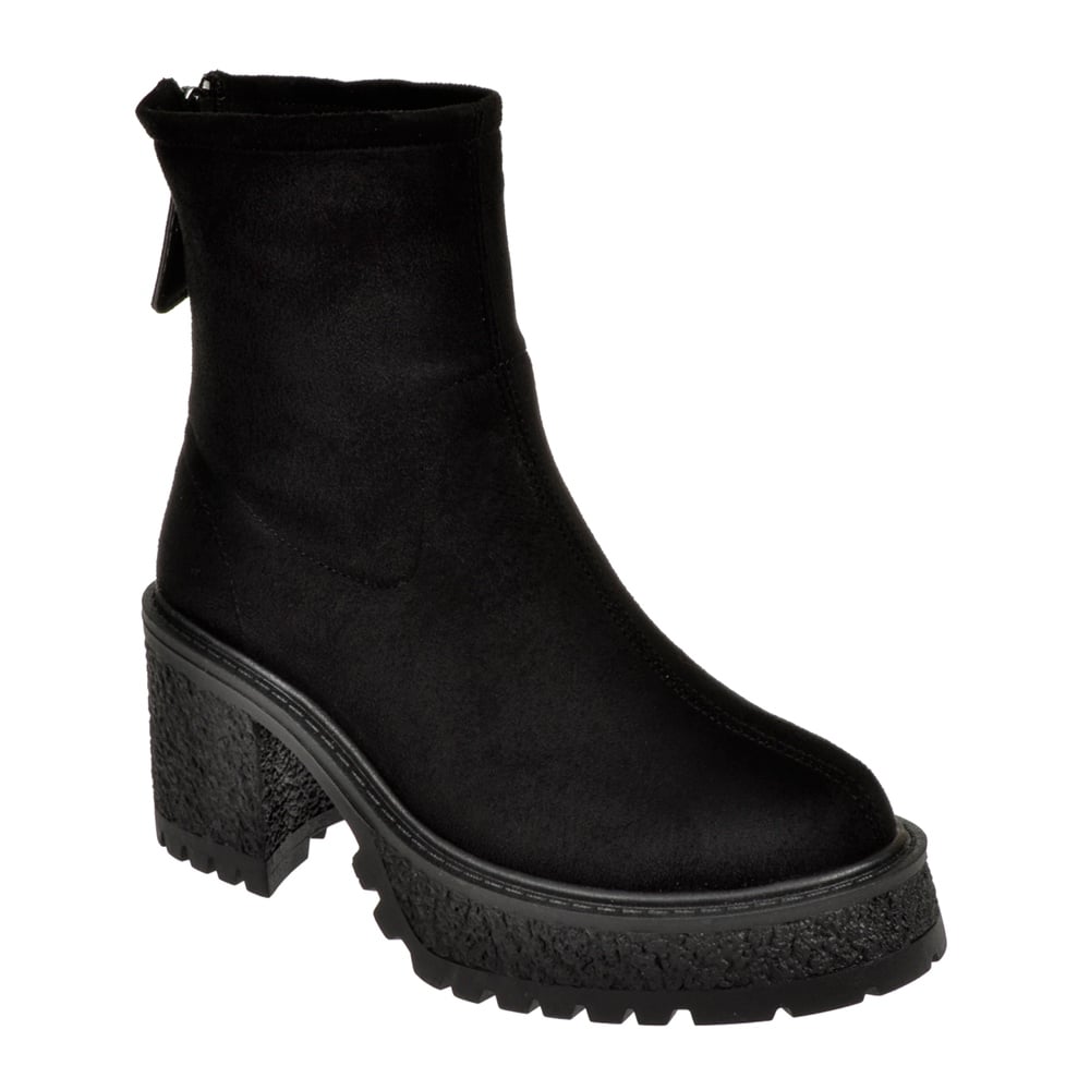 Pullman Likralı Kalın Taban Kadın Bot SMS-6452   SİYAH SÜET