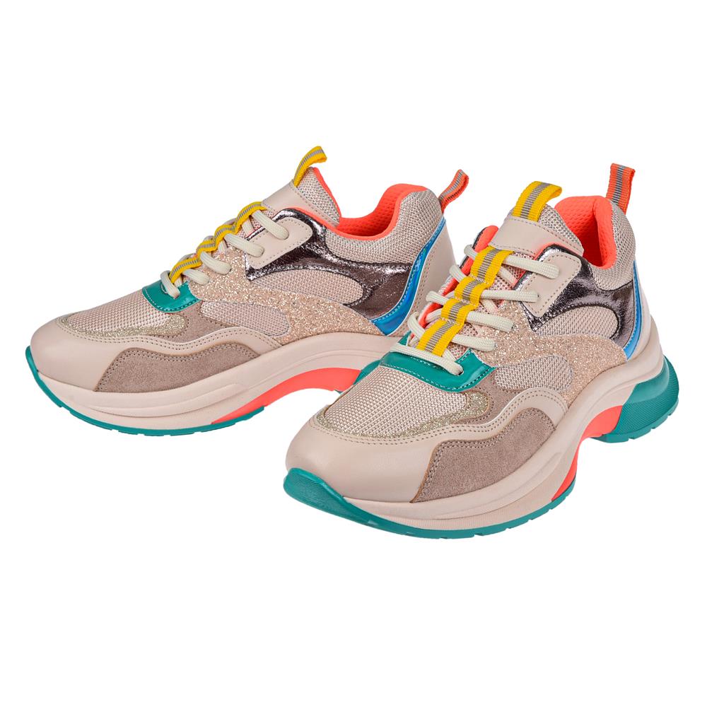 Pullman Simli Kadın Spor Ayakkabı Sneaker SMS-30162   BEJ SİMLİ