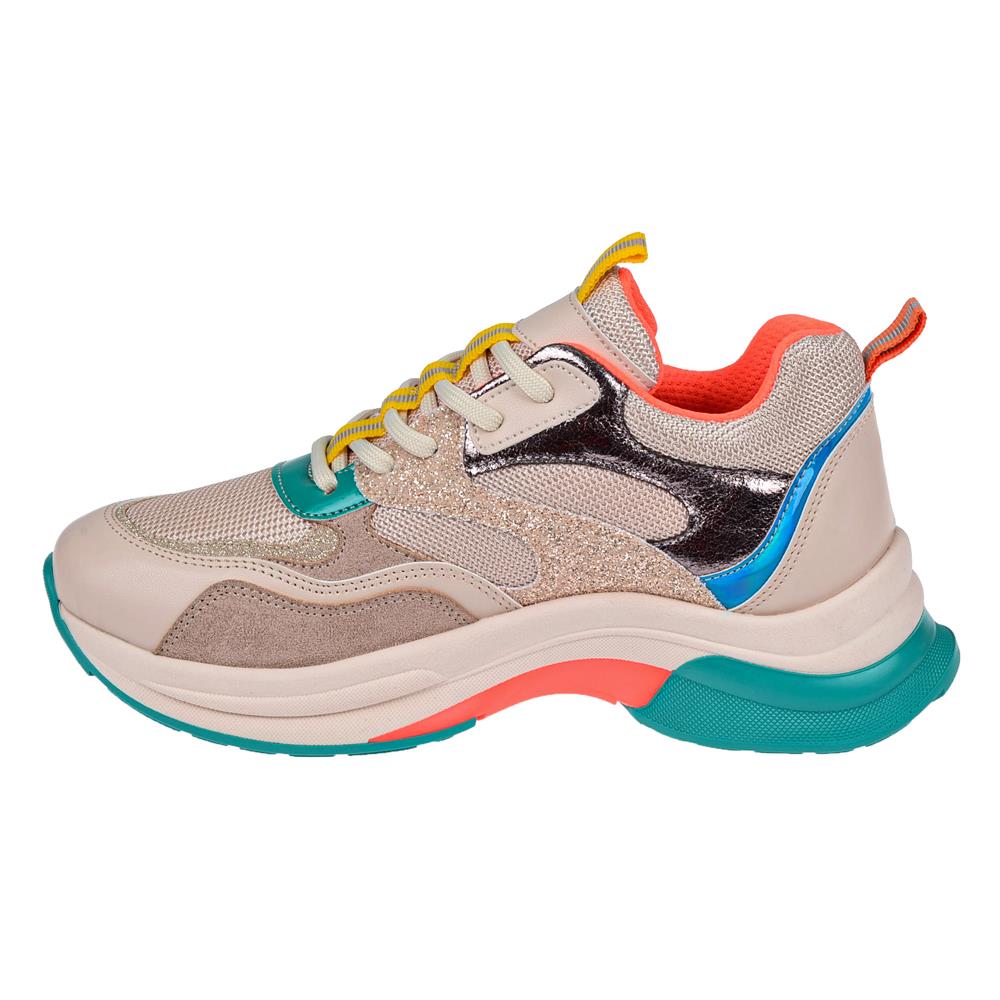 Pullman Simli Kadın Spor Ayakkabı Sneaker SMS-30162   BEJ SİMLİ