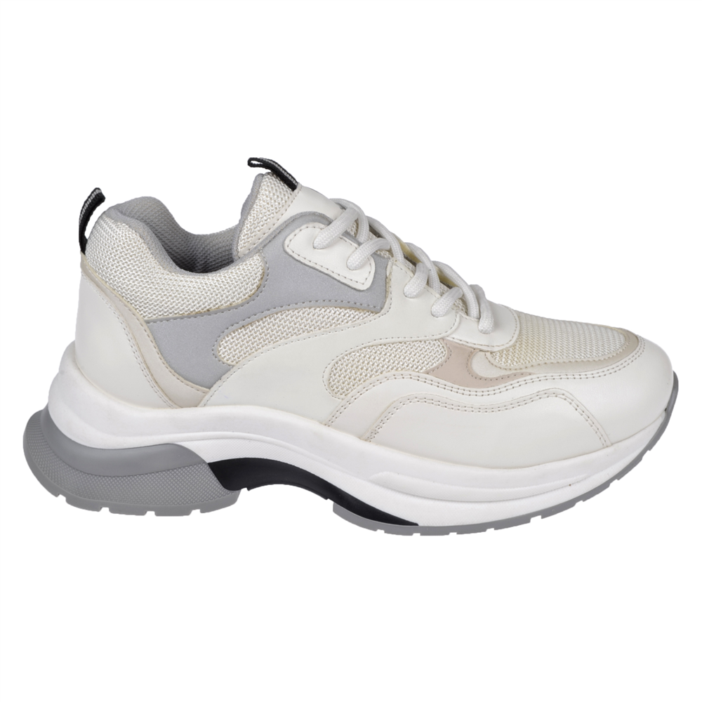 Pullman Simli Kadın Spor Ayakkabı Sneaker SMS-30162   BEYAZ GRİ