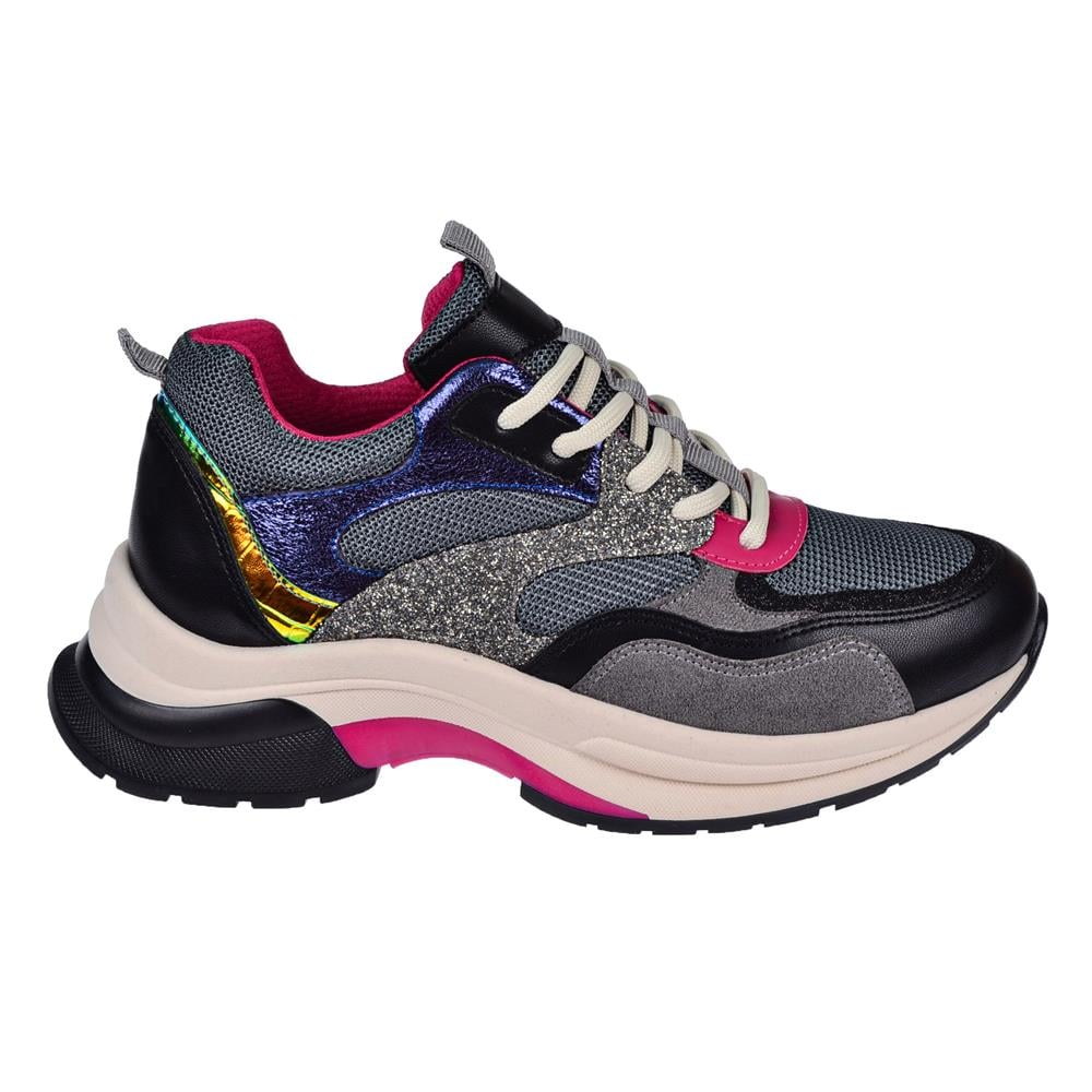 Pullman Simli Kadın Spor Ayakkabı Sneaker SMS-30162   SİYAH SİMLİ