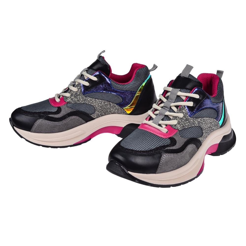 Pullman Simli Kadın Spor Ayakkabı Sneaker SMS-30162   SİYAH SİMLİ
