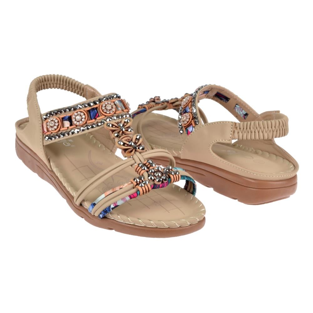 Pullman Taşlı Comfort Kadın Sandalet GJ-15083   BEJ