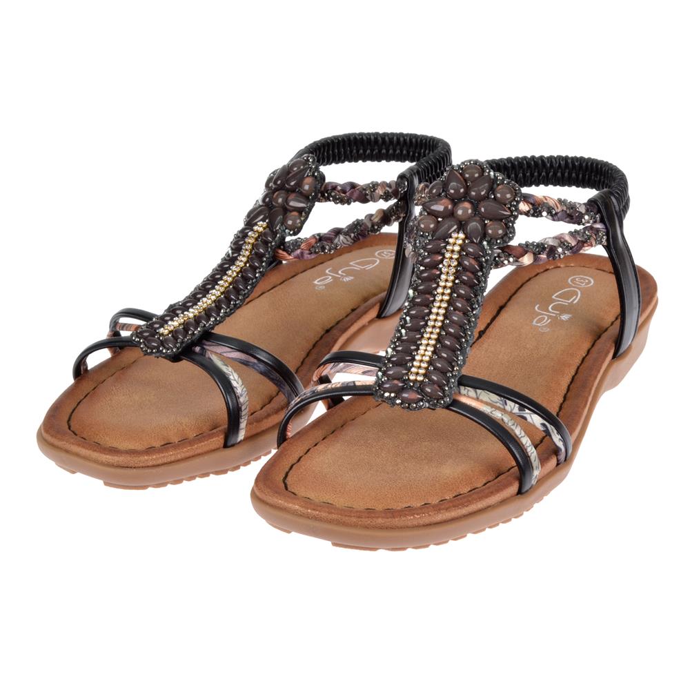 Pullman Taşlı Comfort Kadın Sandalet GJ-1504   SİYAH