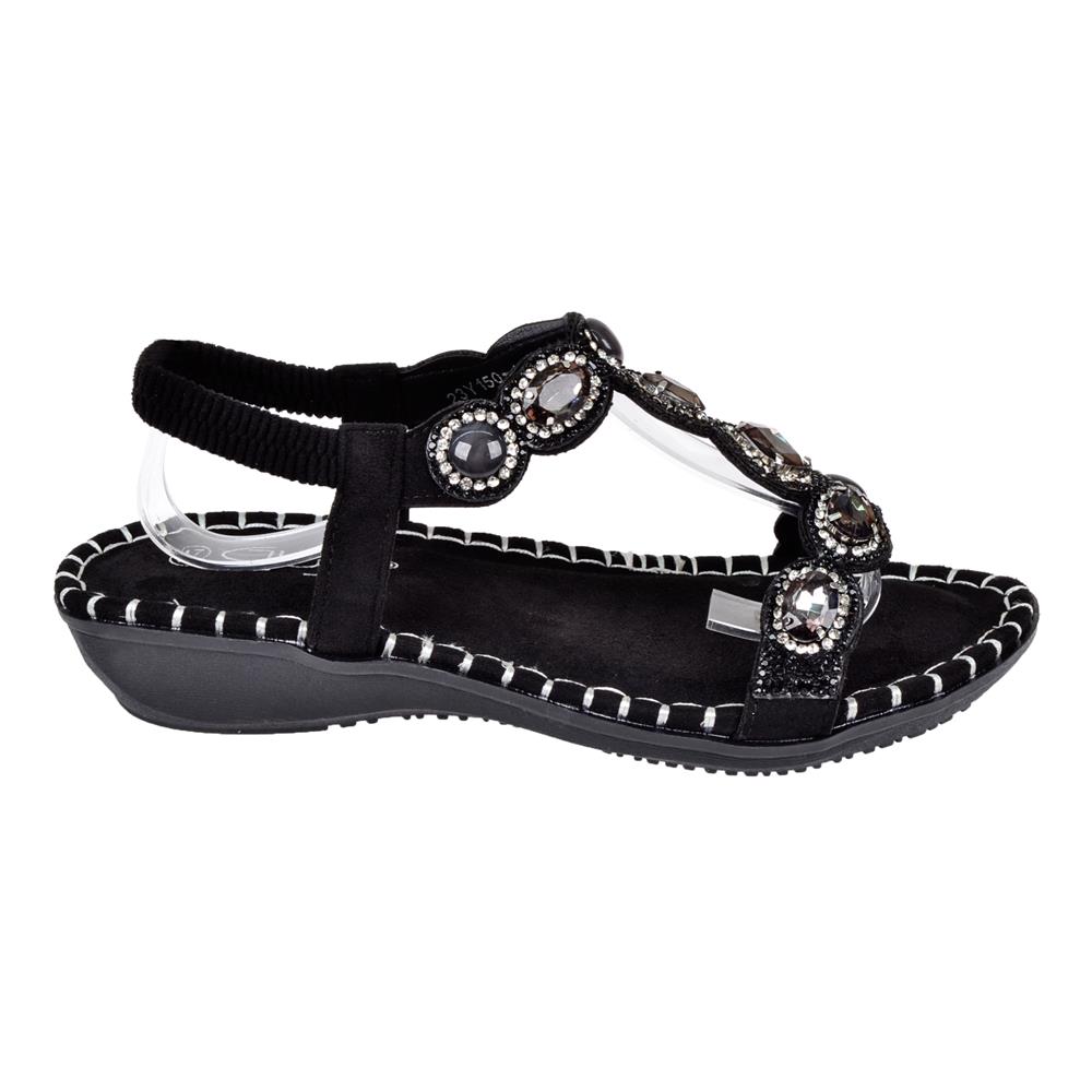 Pullman Taşlı Comfort Kadın Sandalet GJ-1501   SİYAH