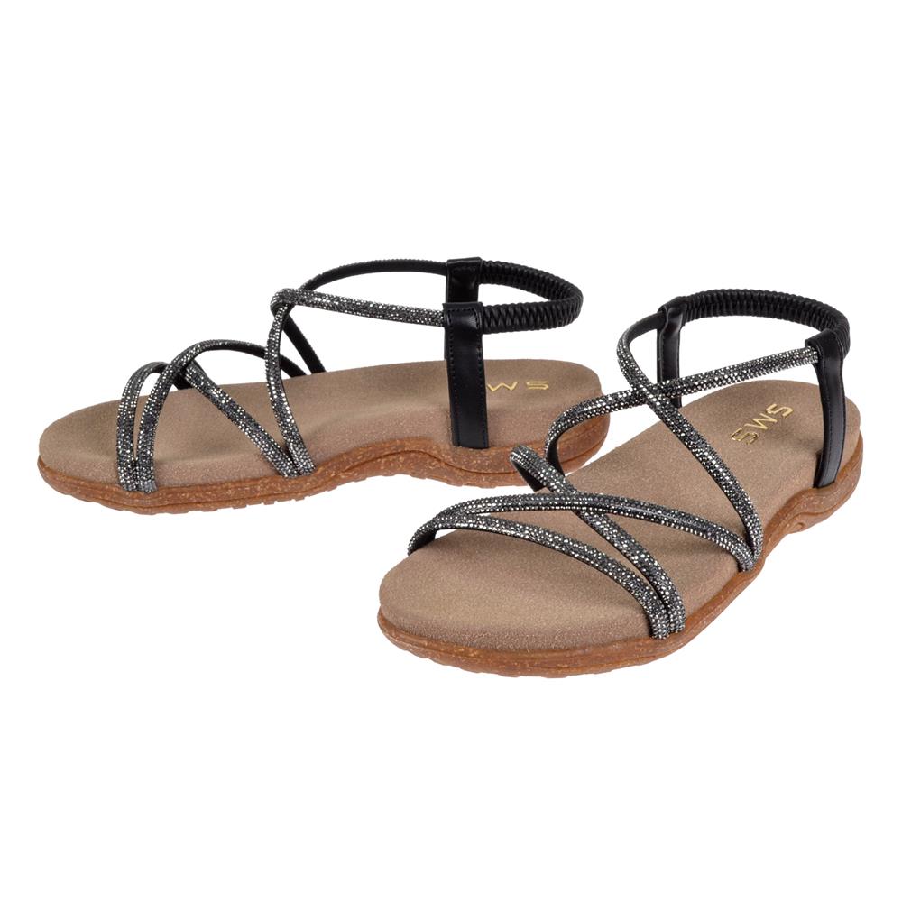 Pullman Taşlı Comfort Kadın Sandalet SMS-2546   SİYAH TAŞLI