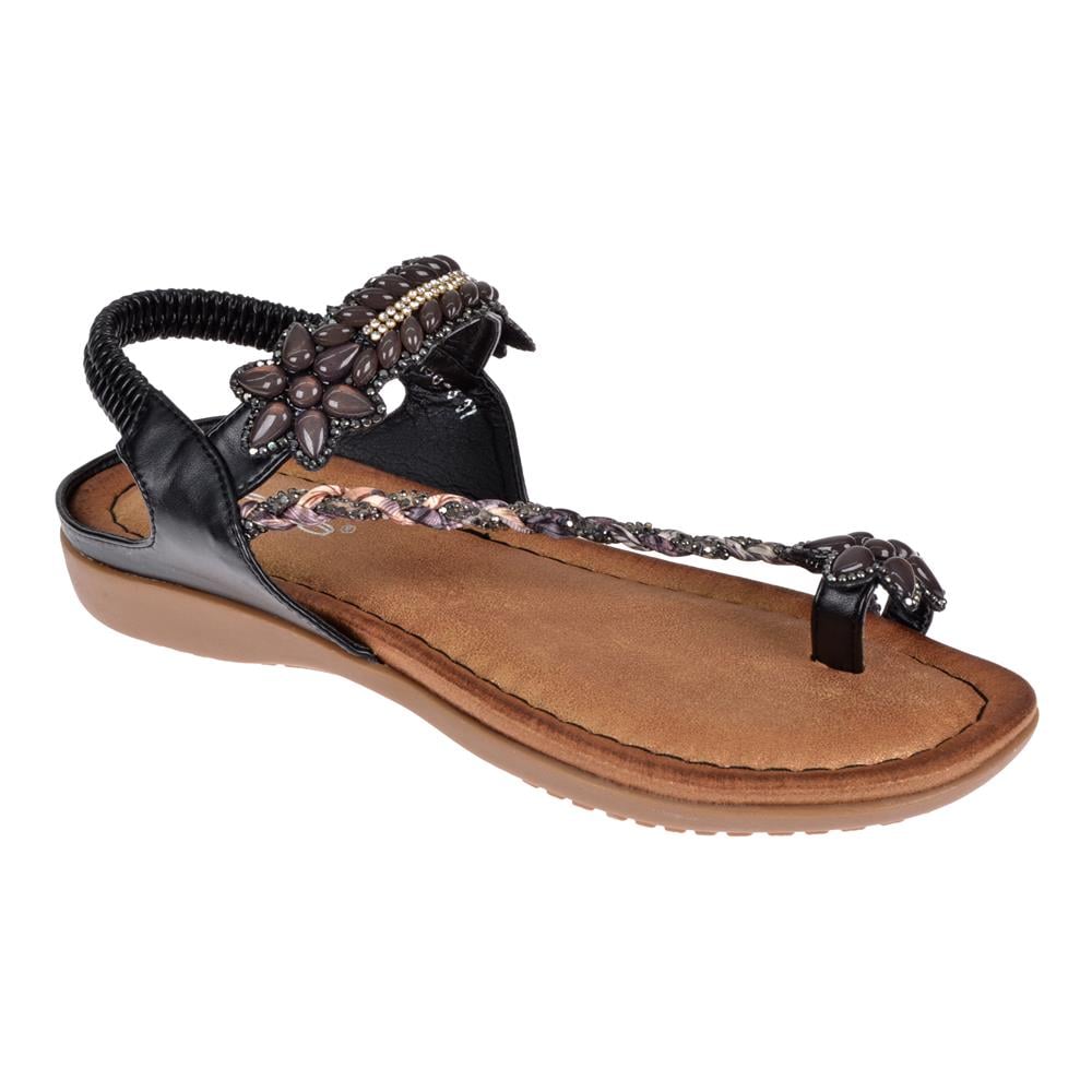 Pullman Taşlı Parmak Arası Kadın Sandalet GJ-1503   SİYAH