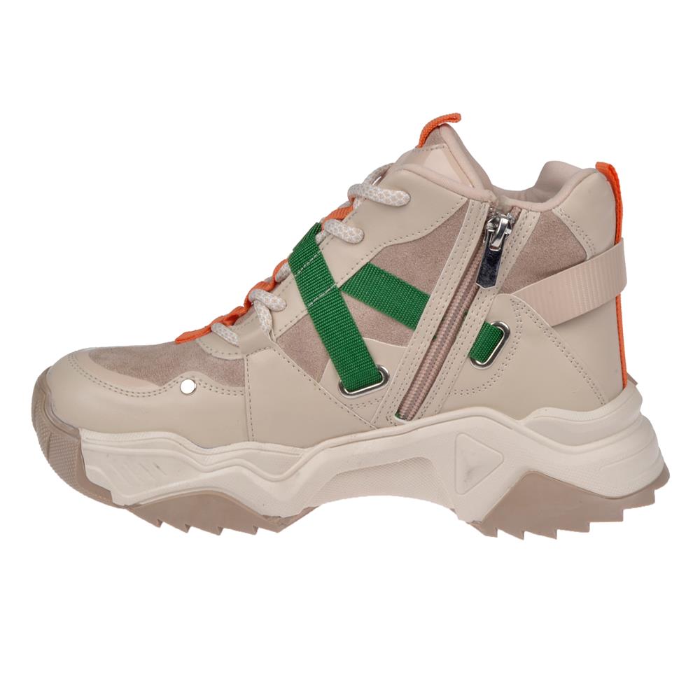 Pullman Uzun Konçlu Kadın Spor Ayakkabı Sneaker SMS-6560   BEJ MULTİ