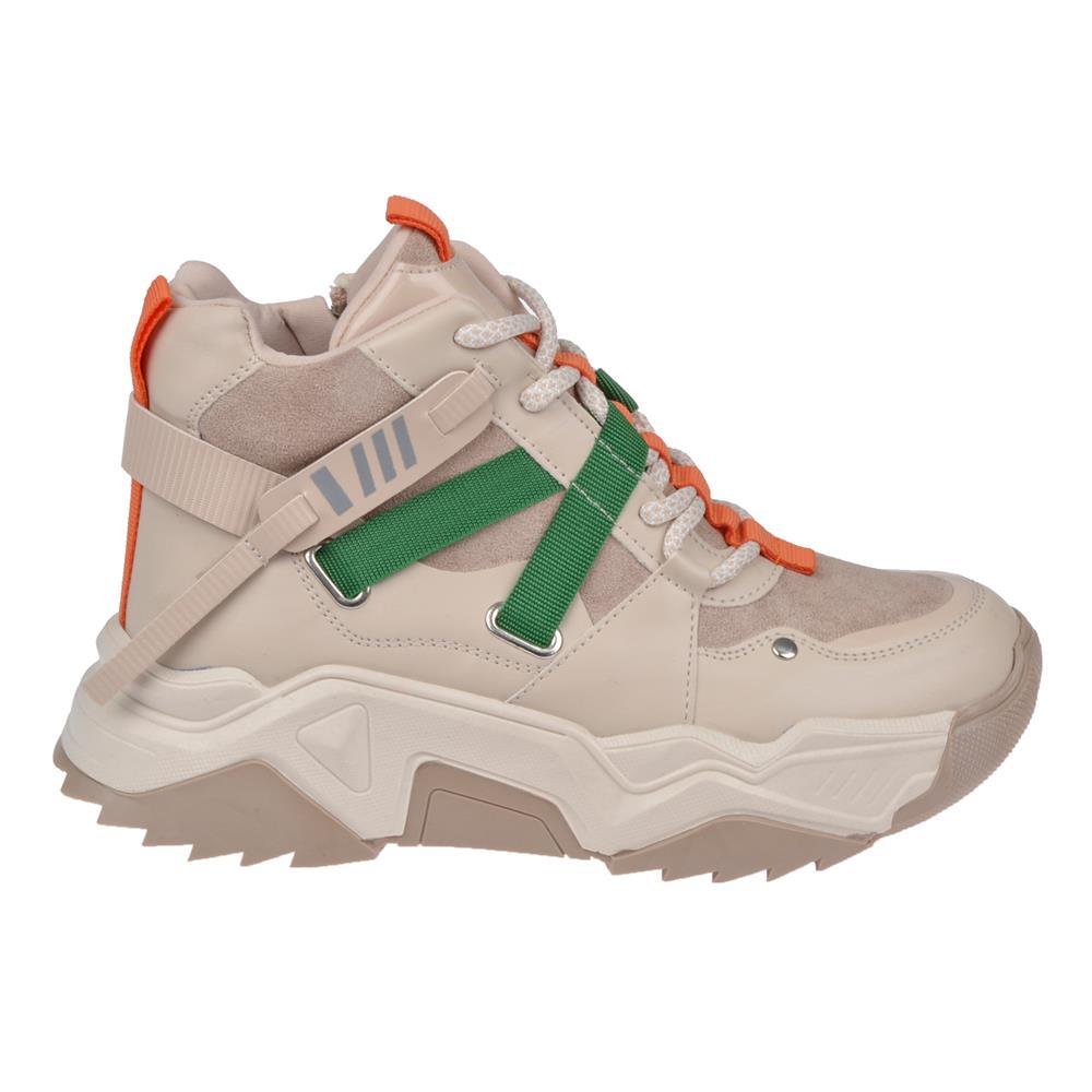 Pullman Uzun Konçlu Kadın Spor Ayakkabı Sneaker SMS-6560   BEJ MULTİ